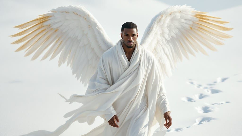 Regal Angel in Snowy Landscape