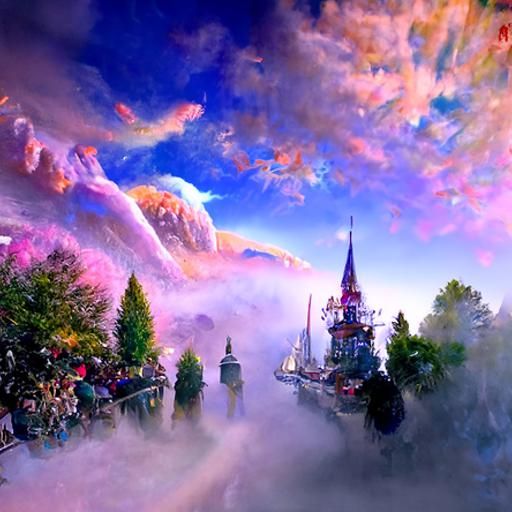 Ethereal Fantasy Landscape in Thomas Kinkade Style