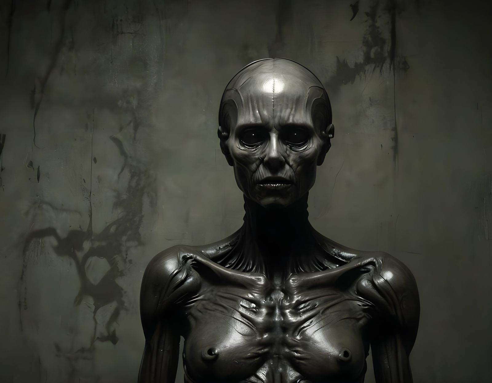 Surreal, Dark Figure Emerges from Shadows in High-Contrast M...