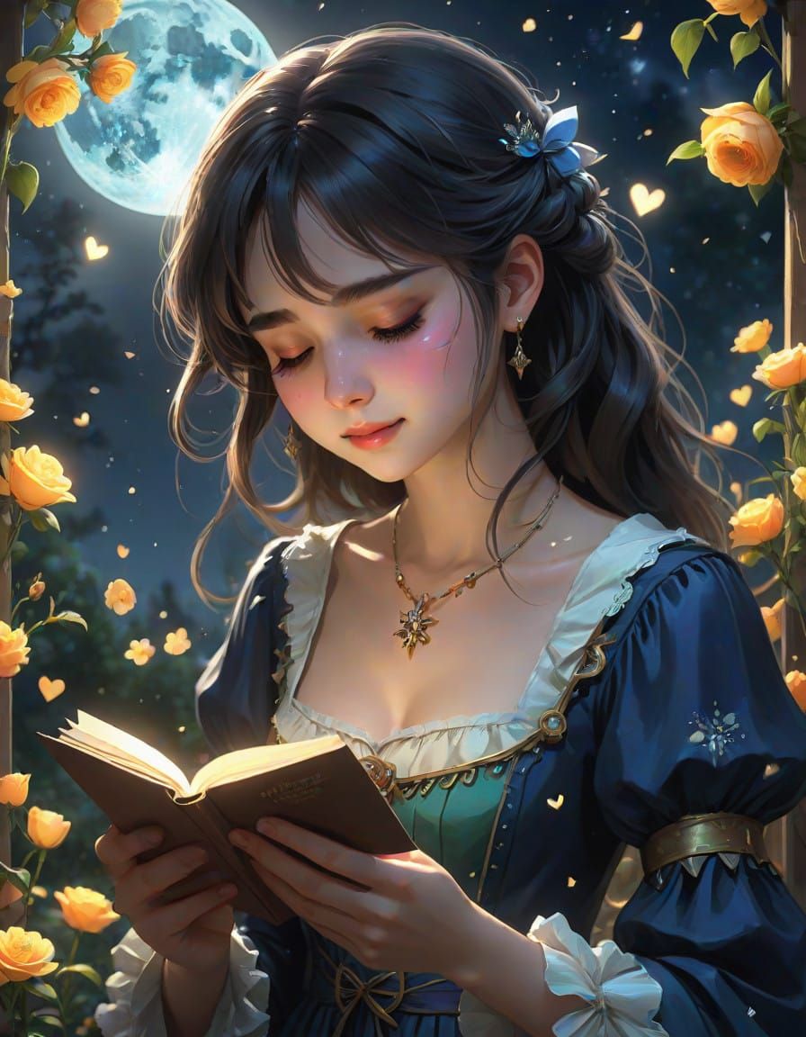 Surreal Portrait of a Woman Reading with Joy