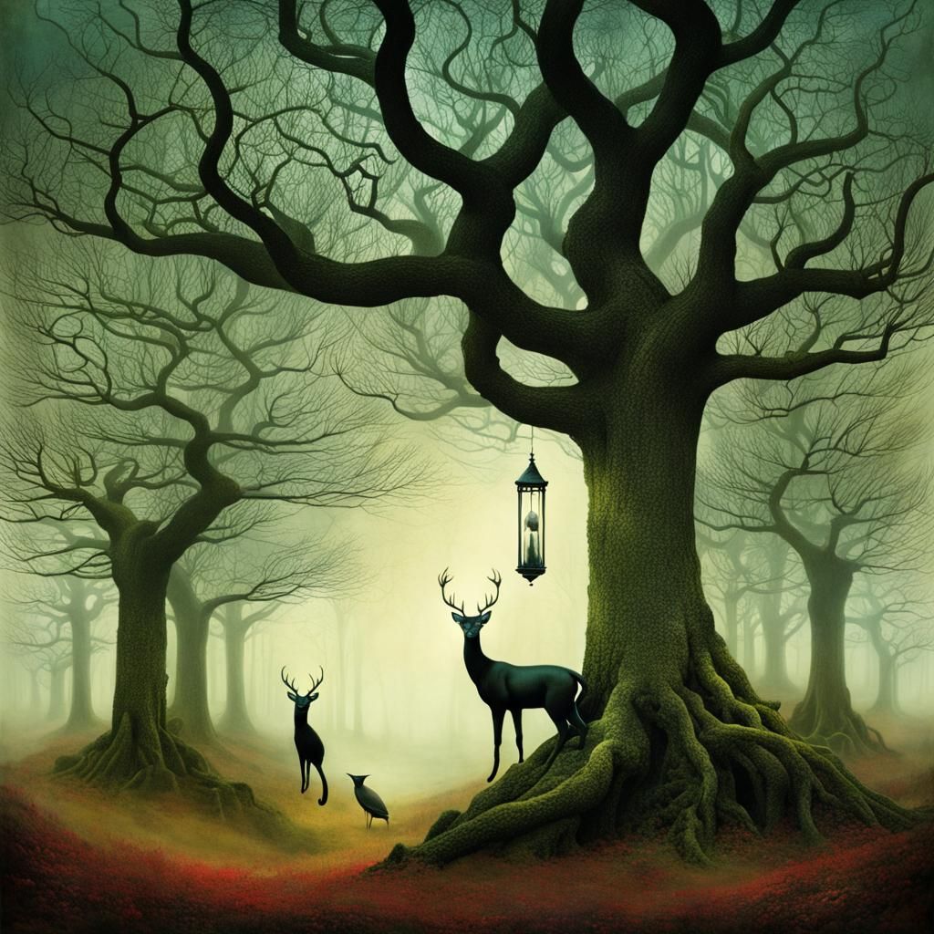 Eldritch Forest in Surreal Graphic Design