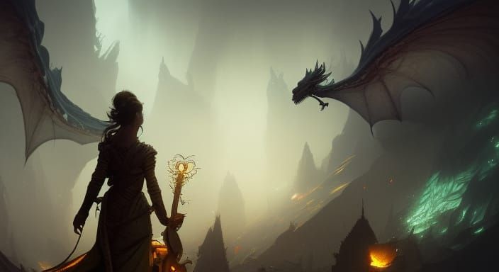 Majestic Dragon Reborn: Dark Fantasy Concept Art