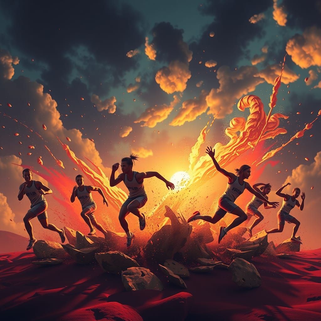 Inspiring Athletes Overcoming Barriers: Detailed Fantasy Art