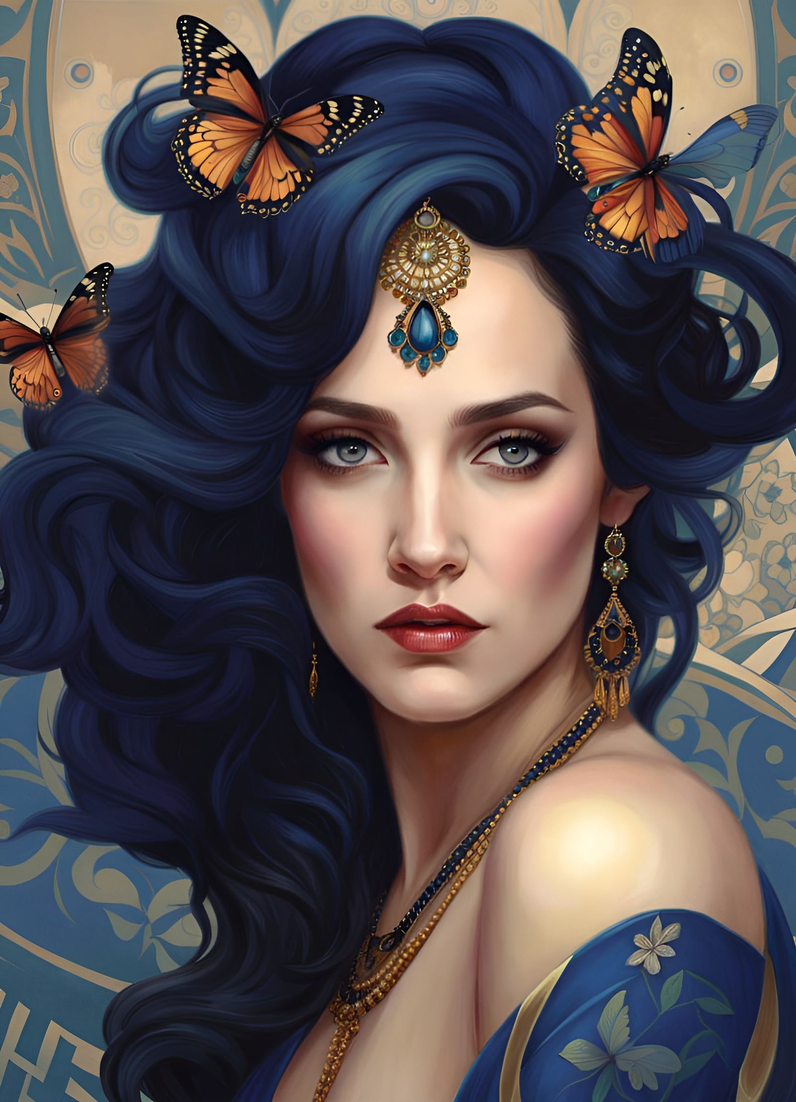 Butterfly Goddess Portrait in Digital Art Style