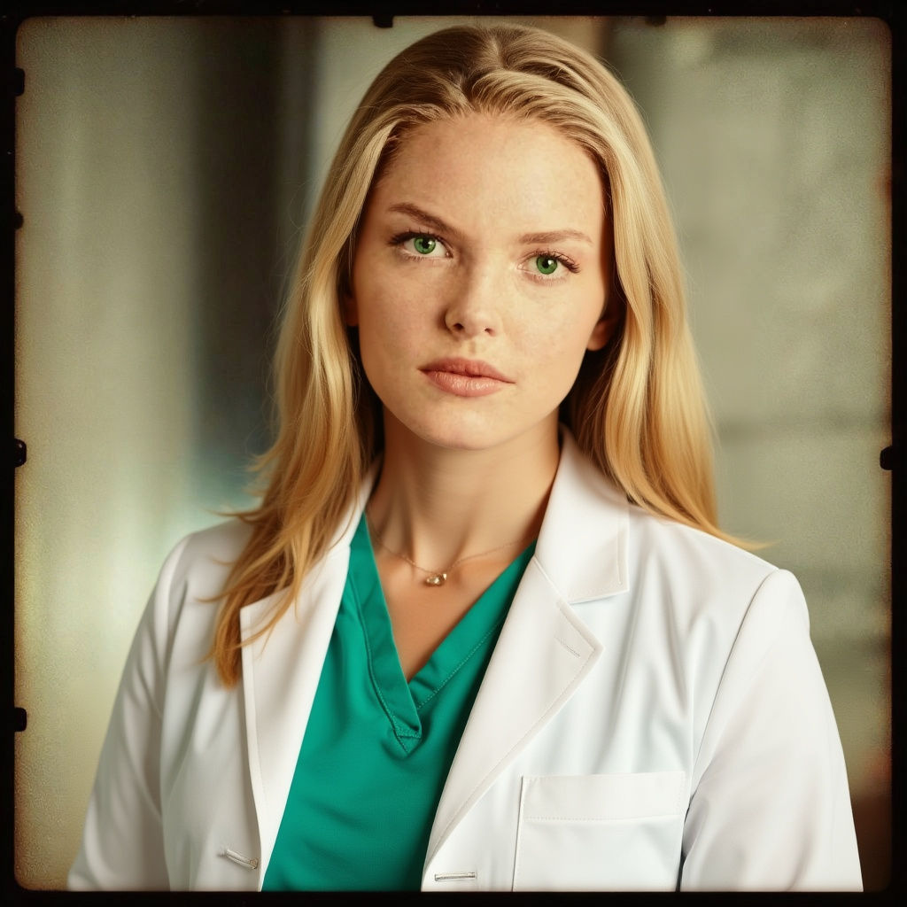 Stunning Blonde Doctor Portrait in Cinematic Style