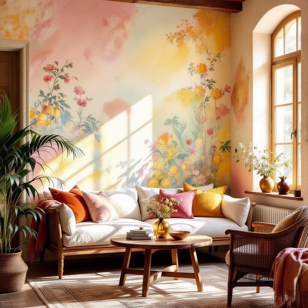 Metamodern Living Room with Luminous Layers