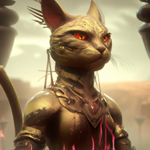 Fantastical Cat Goddess Digital Painting