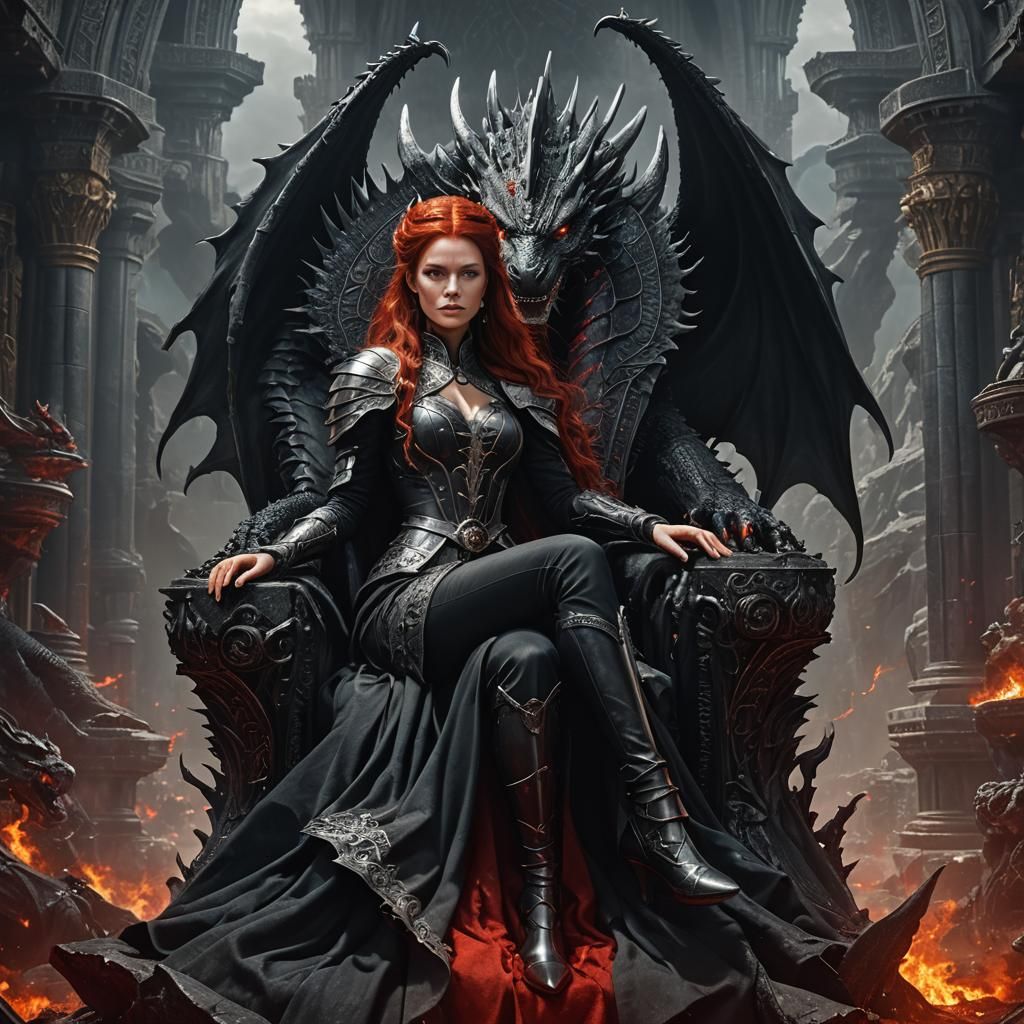 Dragon Queen on Black Dragon Throne