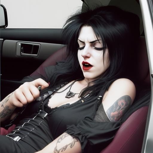 Vampire Rock Star Sleeping in a Car