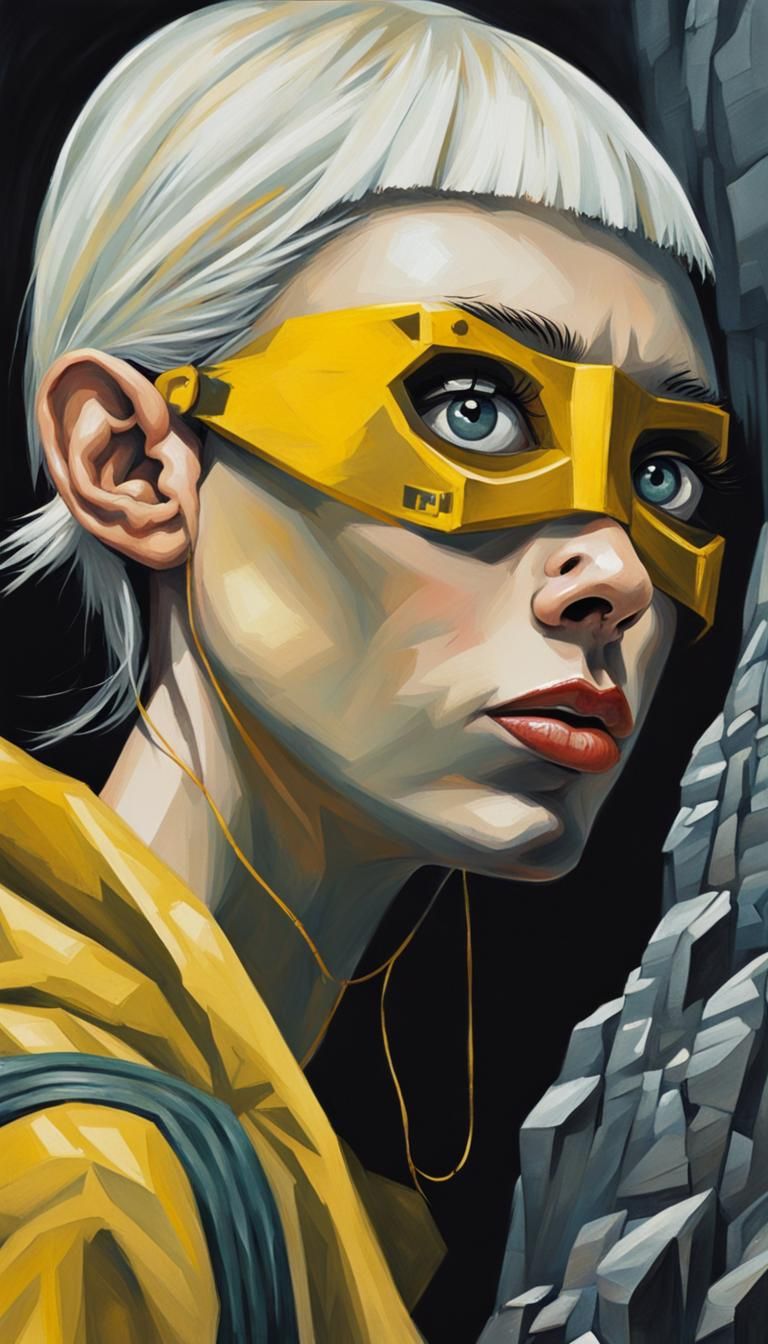 Girl with Yellow Eyes: Blade Runner Gouache Portrait