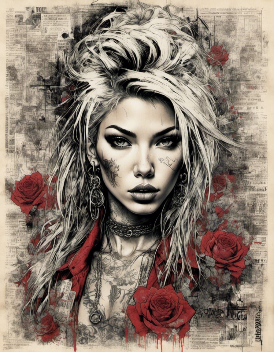 <lora:Big Hair:1.0> <lora:Grunge-Poster:1.0> A concert poster