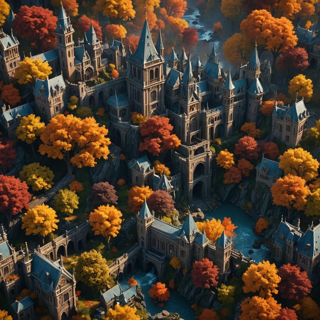 Detailed Fall Landscape in Matte Painting Style