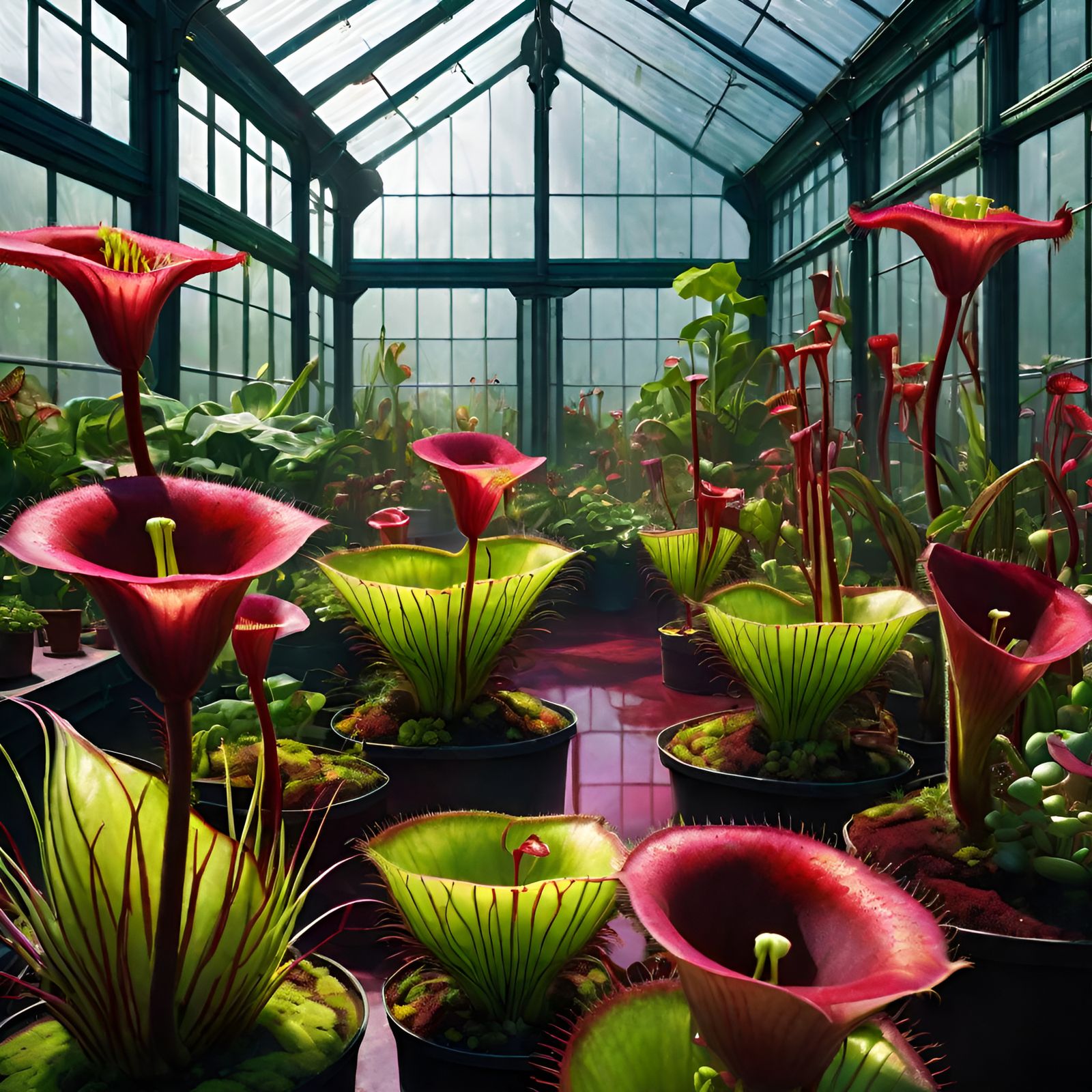 Hyperrealistic Greenhouse of Carnivorous Plants