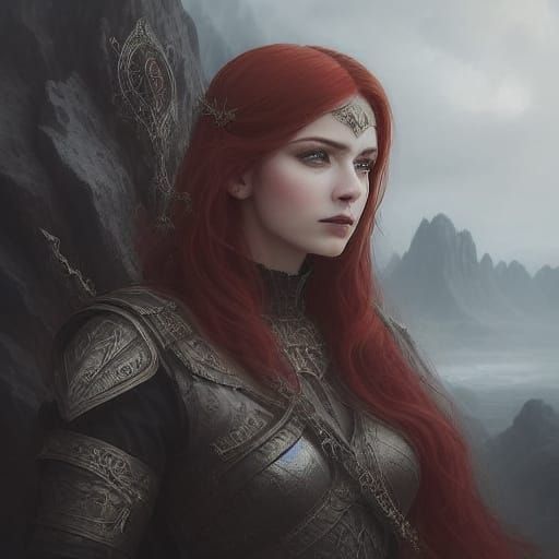 Dark Fantasy Vampire Hunter's Demise in Gothic Architecture