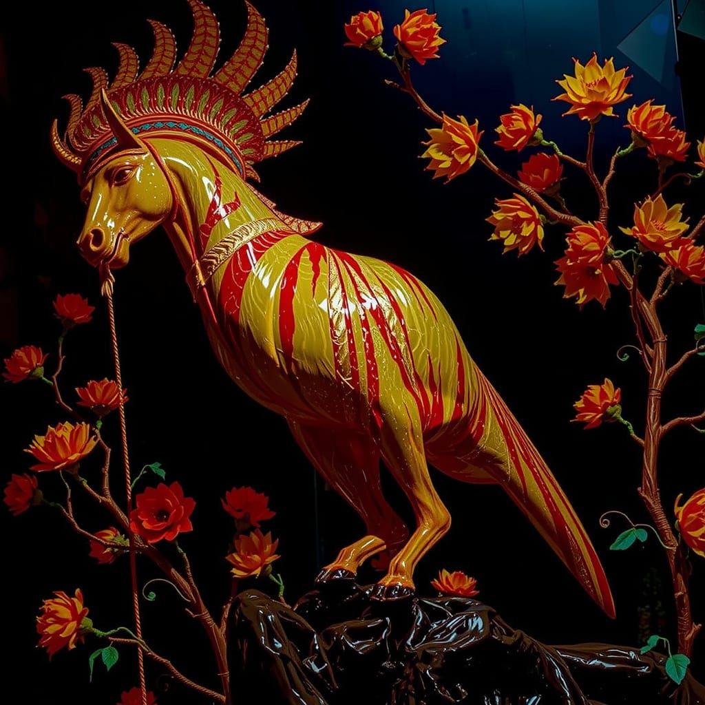 Hyperrealistic Sculpture with Intense Dynamic Lighting