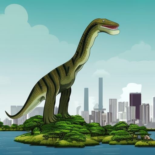 Tokyo city skyline set in a prehistoric time