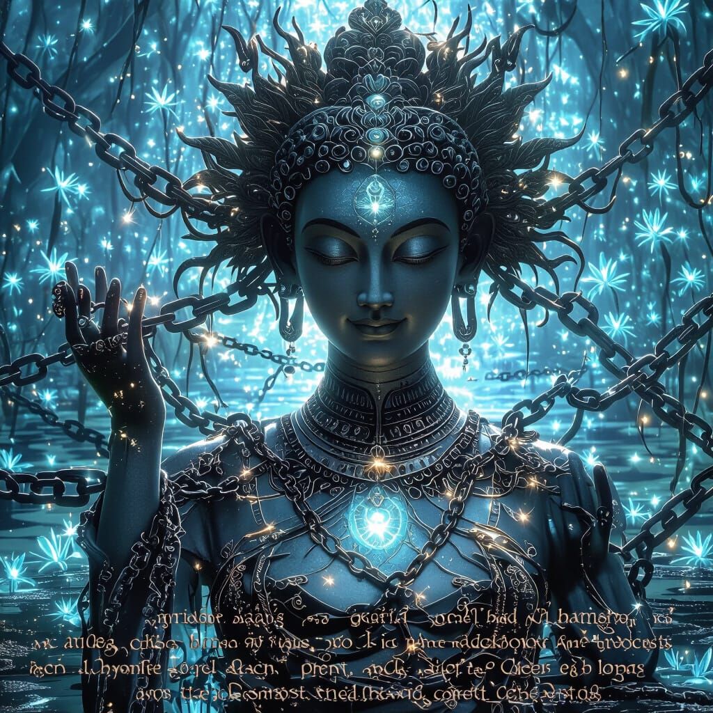 Golden Buddha in Mystical Swamp, Dark Fantasy Style