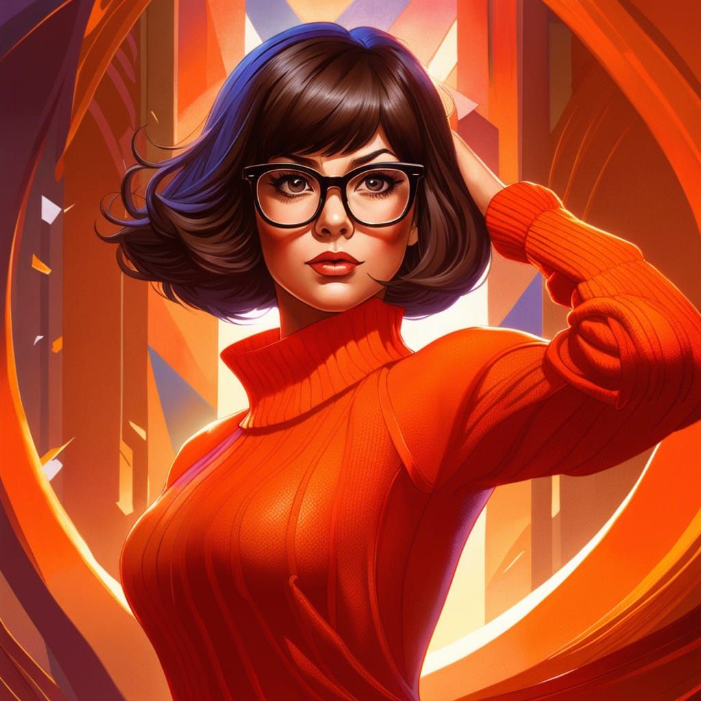 Velma Dinkley Portrait in Hyperdetailed Art Style