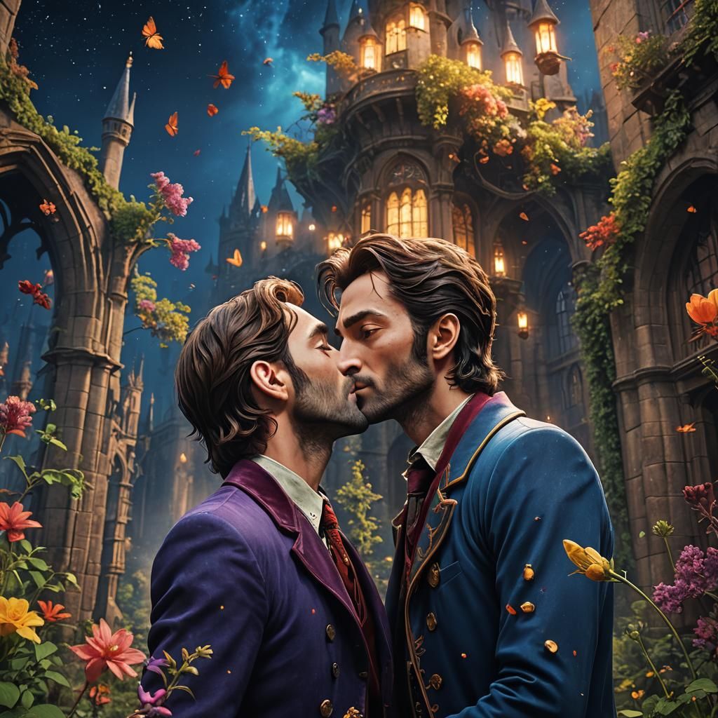 Handsome Lupin and Sirius kissing