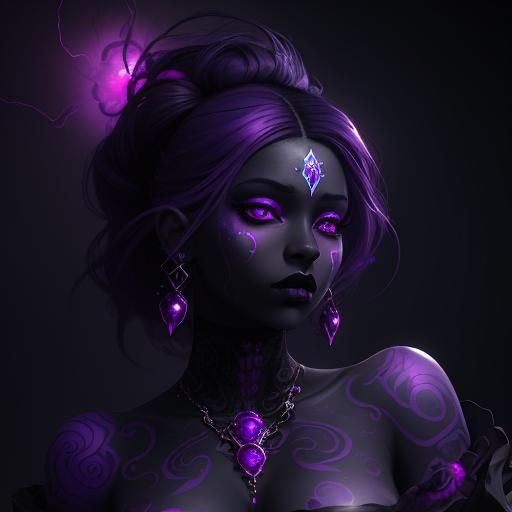 Gemstone Woman with Ink Tattoos in Fantasy Art Style