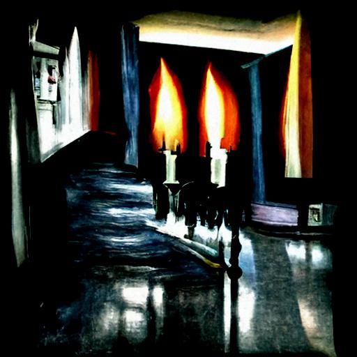 Candlelit Hallway in Impressionistic Style