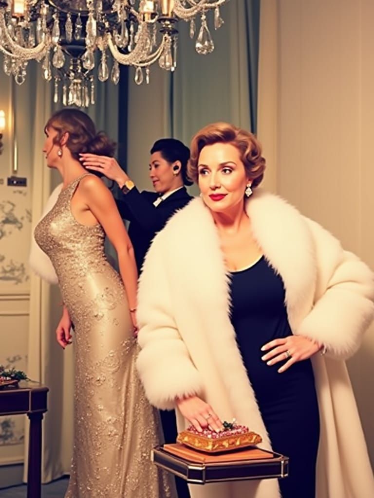 Elegant Matron Prepares for a Night of Glamour