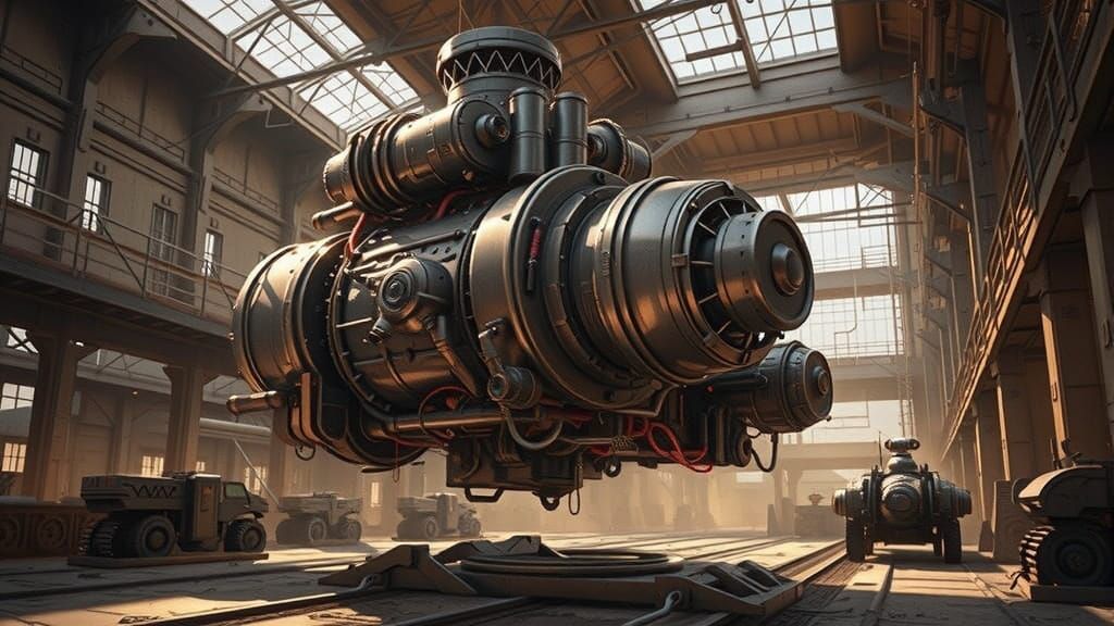 Cyberpunk Mech in Polished Metal, Epic Sci-Fi Landscape