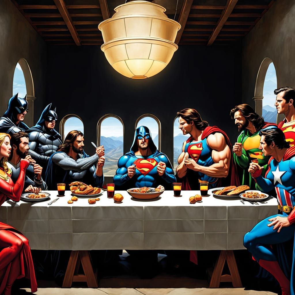 Superhero Last Supper Masterpiece