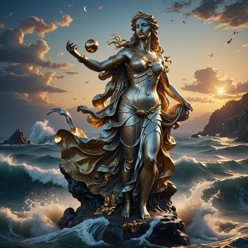 Aphrodite Rising: Fantasy Art in Golden Hour