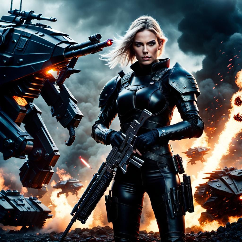 Epic Dark Fantasy Helldiver Soldier Destroying Bugs