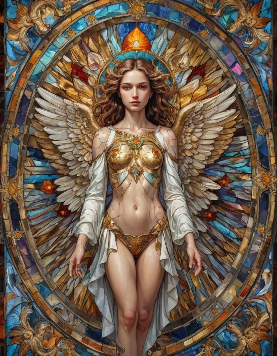 Guardian Angel: Maximalist Digital Icon in Vibrant Colors