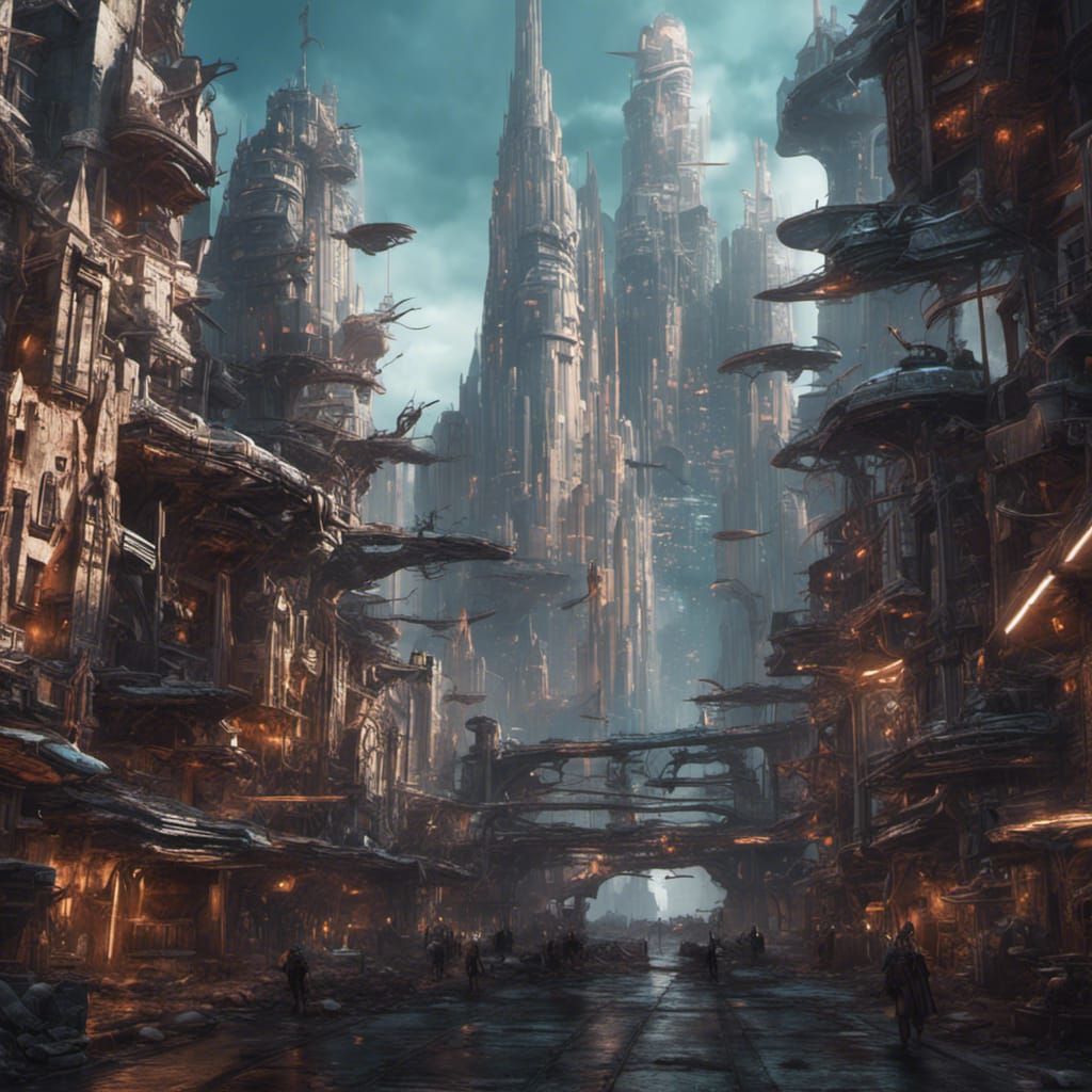 Detailed Sci-Fi City Matte Painting