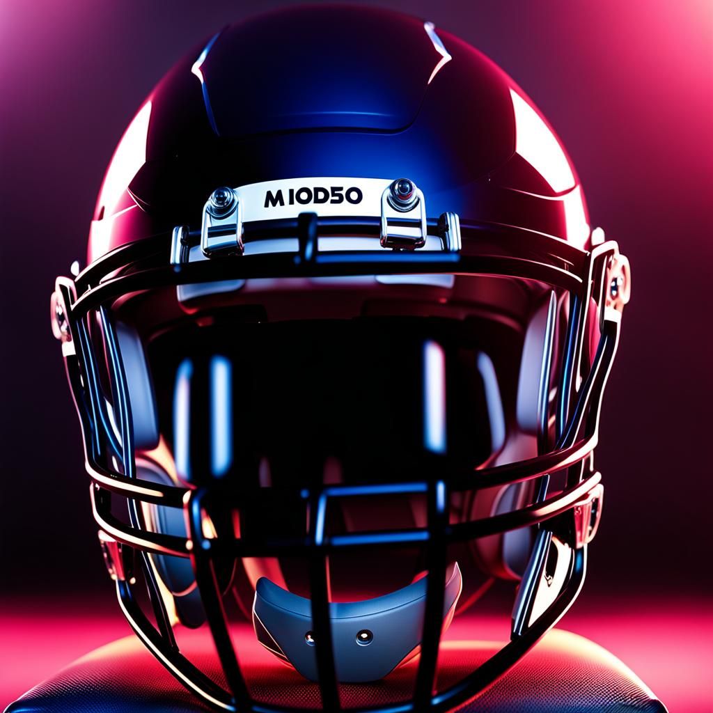 Football Helmet Close-Up in Dramatic Lighting