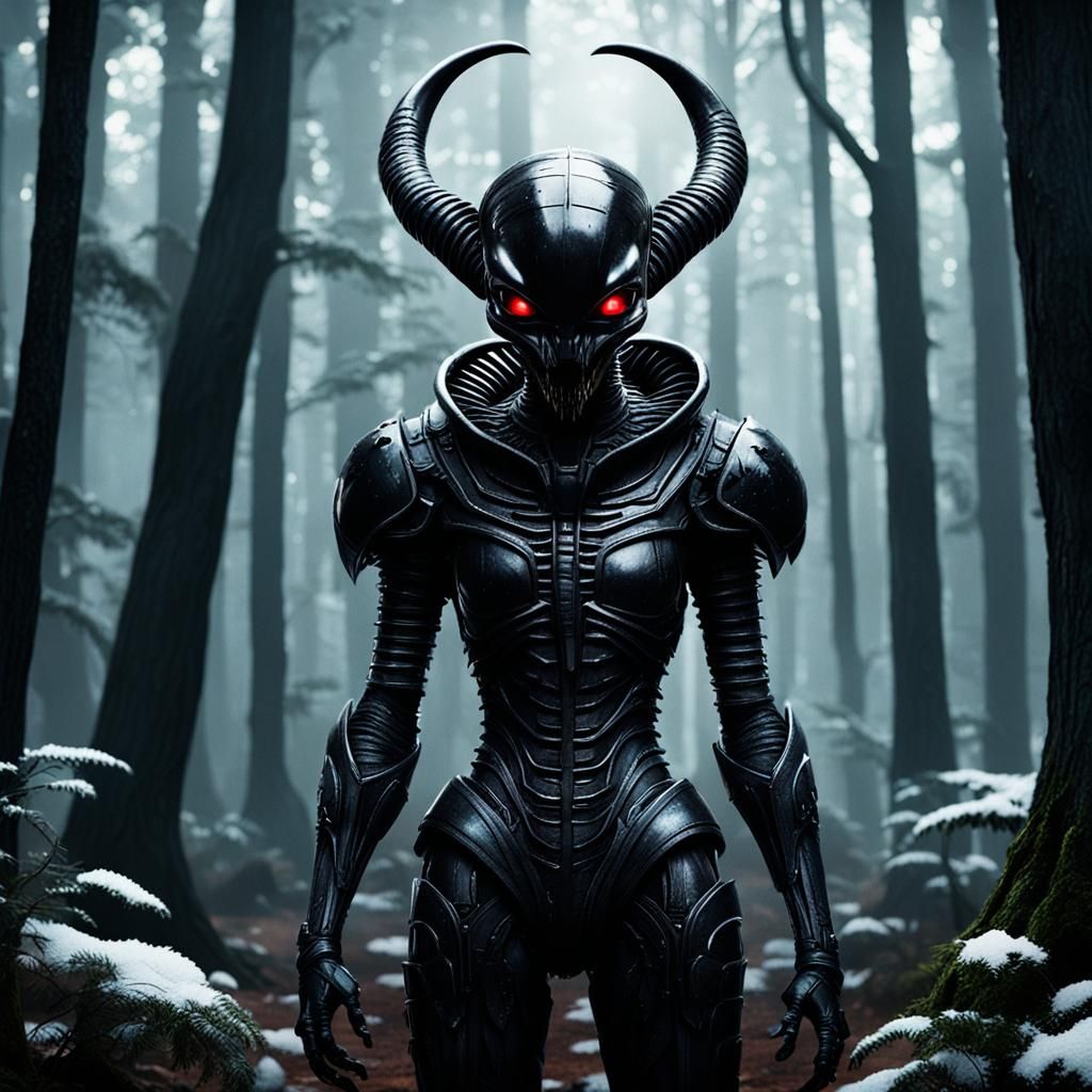 Xenomorph Snow White in Dystopian Woods