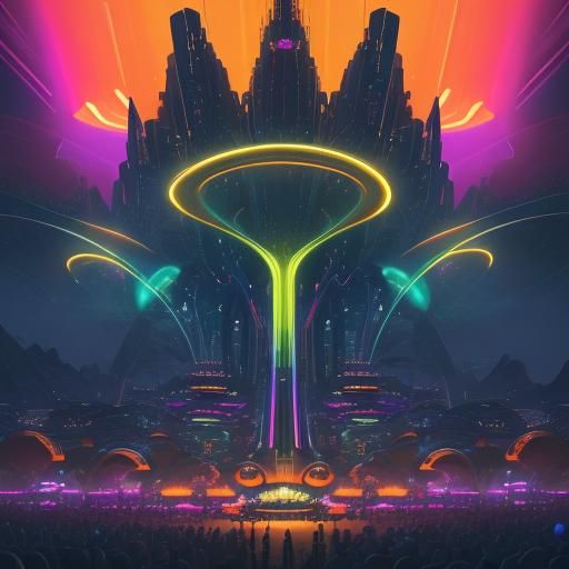 Retro-Futuristic Jazz Orchestra with Neon Accents