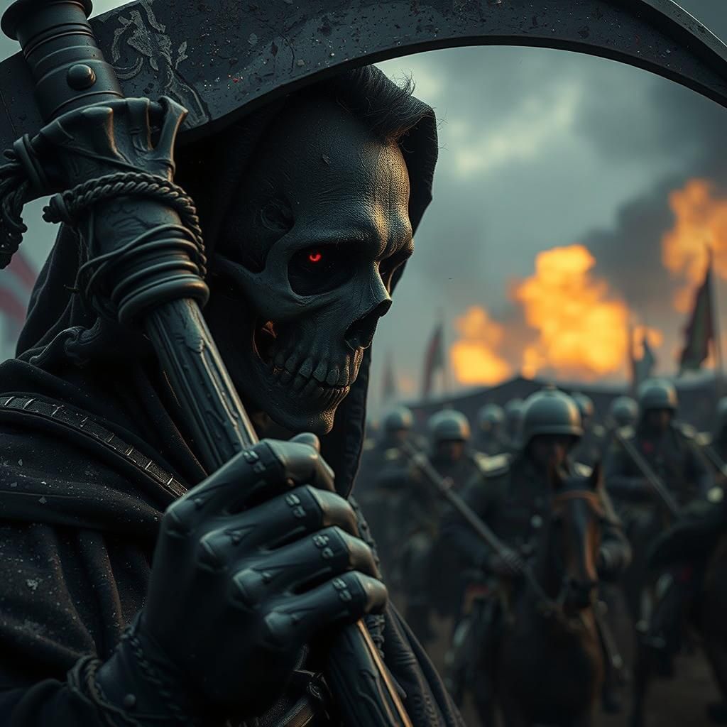 Grim Reaper Portrait in Napoleonic War Scene