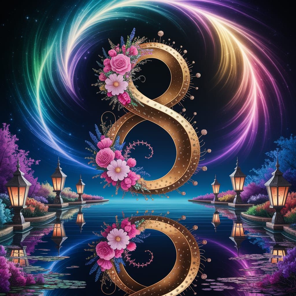 Celestial Number 8 in Enchanted Pond