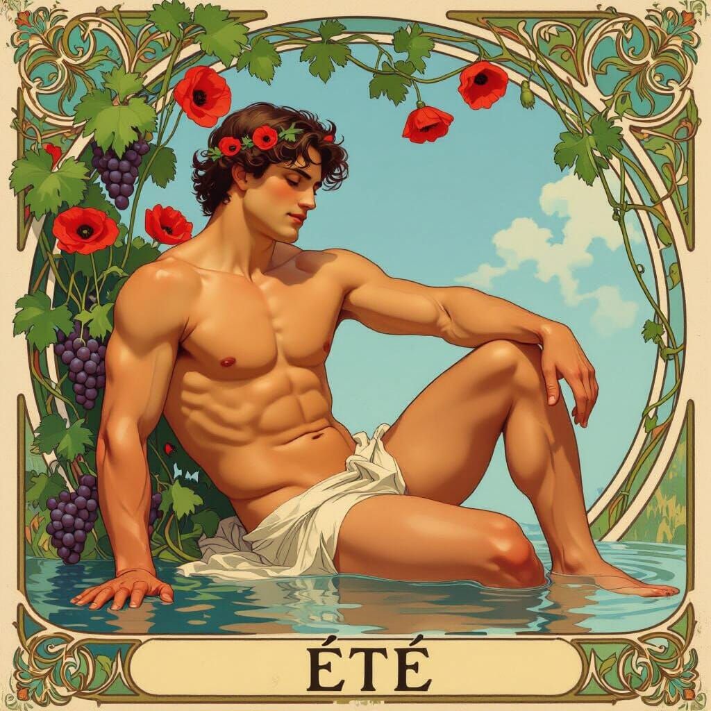 Art Nouveau Summer Portrait as Male Figure