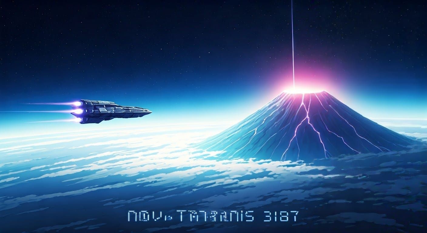 Orbital Cryovolcano in Anime Style