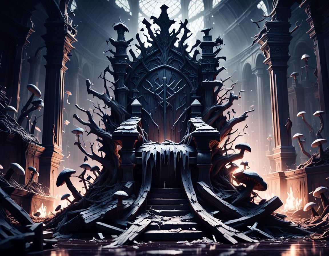 Broken Throne in Dark Fantasy Throne Room