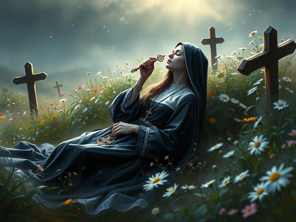 Orthodox Nun in Wildflower Field, Concept Art