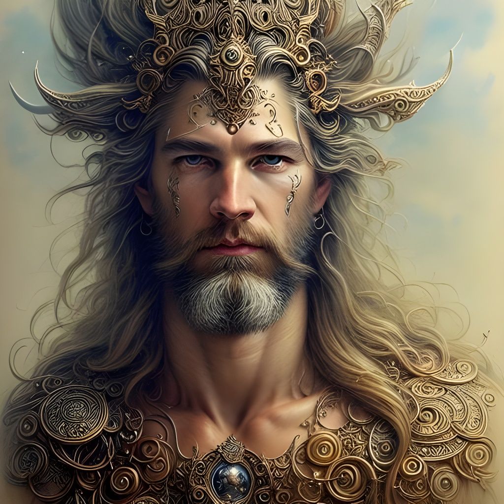 God of Thunder Portrait in Fantasy Style