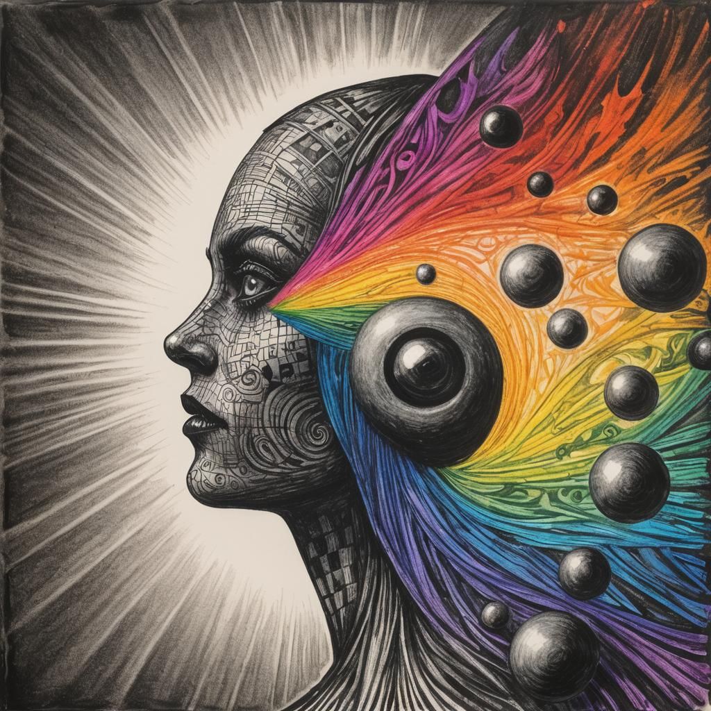 Surreal Crayon Drawing: Gothic Fairy in Wonderland