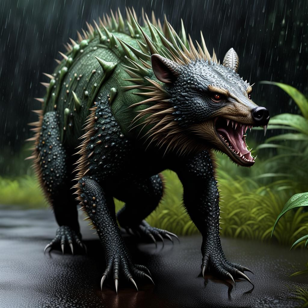 Detailed Chupacabra Illustration in Puerto Rico Rains