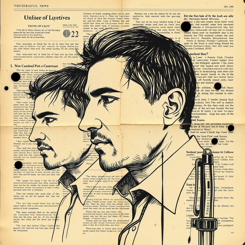 Simple Line Drawing on Newspaper Background