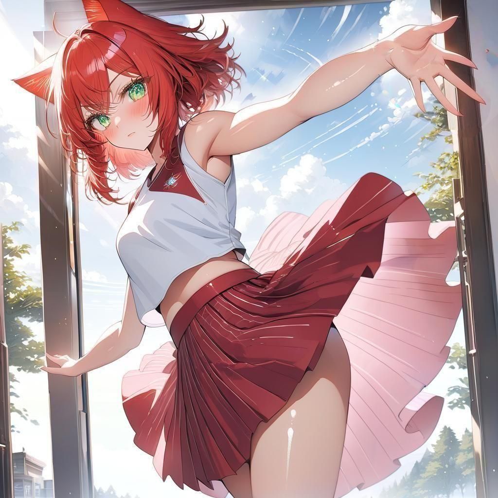 Anime Catgirl in Hometown, Shiny and Sparkling