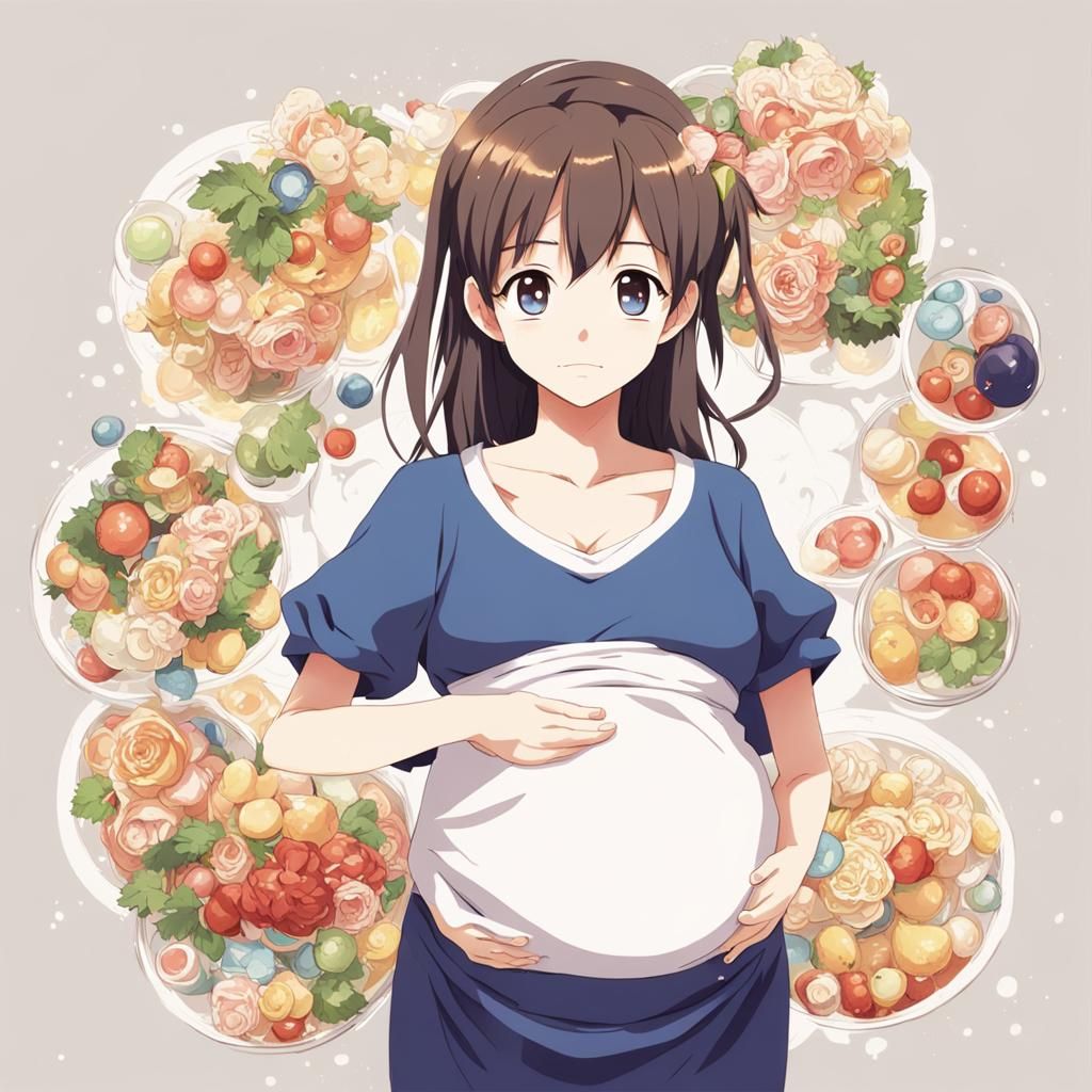 Pregnant Anime Girl in Manga Style