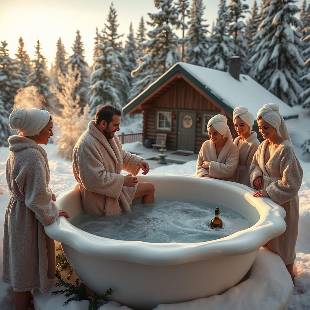 Teacup Hot Tub in Finland: Photorealistic Winter Scene