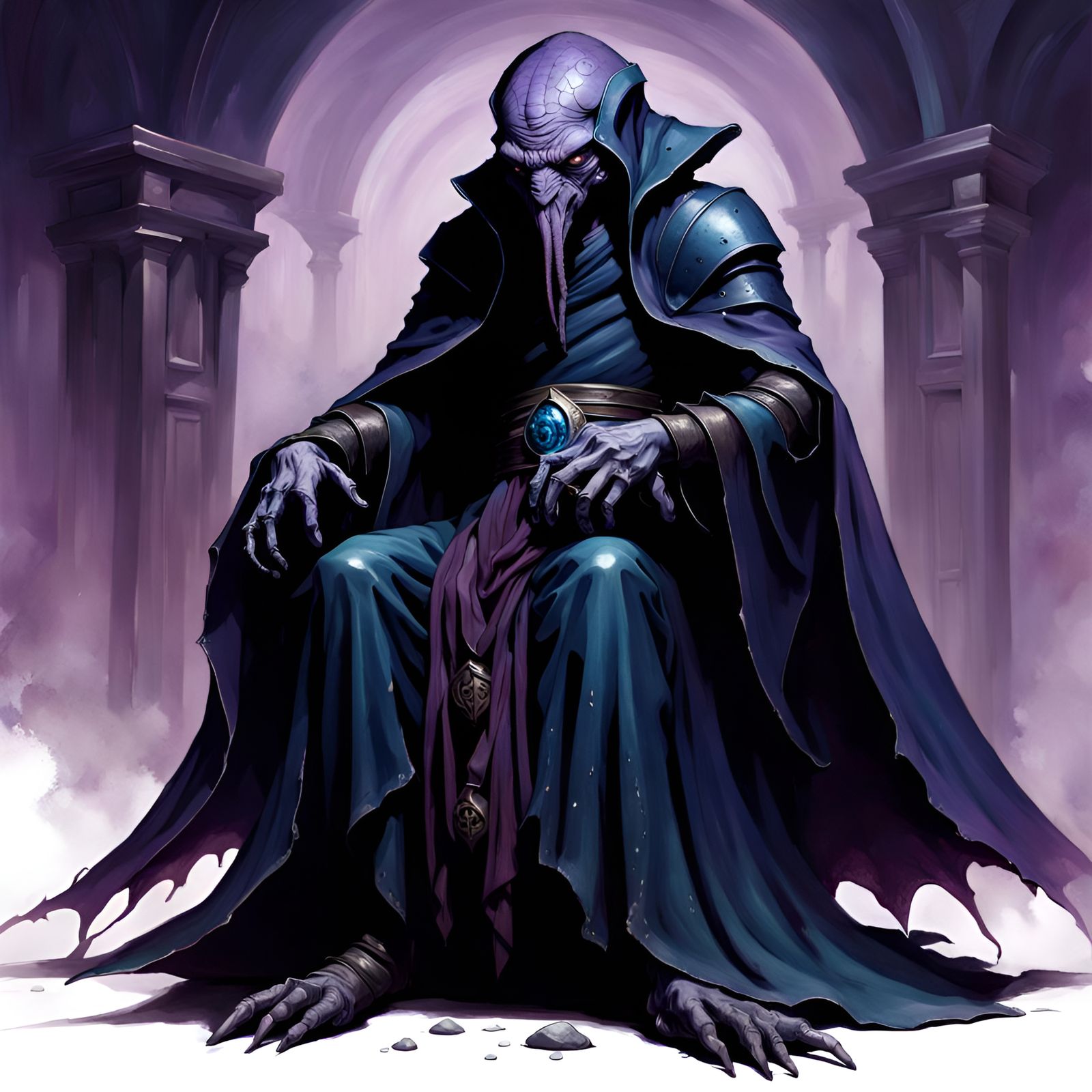 Mindflayer in Dungeon: Hyperrealistic Fantasy Art