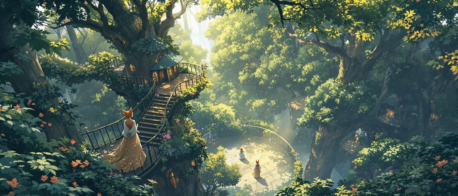 Fantasy Anime Lynx in Treehouse Manga Cover Art